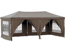 vidaXL Partytent inklapbaar 3x6m met zijwanden taupe Partytent - Feesttent - Tuindecoratie - Outdoor Living - Tuinaccessoires