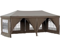 vidaXL Partytent inklapbaar 3x6m met zijwanden taupe Partytent - Feesttent - Tuindecoratie - Outdoor Living - Tuinaccessoires