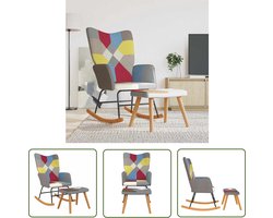 vidaXL Patchwoork - Schommelstoel - Schommelstoel met voetenbank patchwork stof - Lounge Chair - Tuinmeubilair - Buiten Meubels