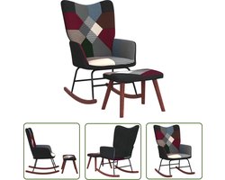 vidaXL Patchwoork - Schommelstoel - Schommelstoel met voetenbank patchwork stof - Lounge Stoel - Tuinmeubel - Buitenmeubel