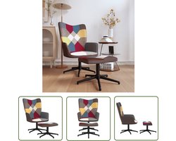 vidaXL Patchwork Fauteuil - Relaxfauteuil - Relaxstoel met voetenbank patchwork stof - Lounge Stoel - Comfortabele Stoel - Fauteuils