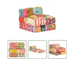 vidaXL Patchwork - Poef - Poef modulair stof patchwork - Multikleuren - Lounge - Sofa