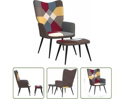 vidaXL Patchwork Stoffen - Relaxfauteuil - Relaxstoel met voetenbank patchwork stof - Lounge Stoel - Fauteuils - Loungestoel