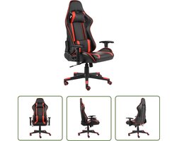 vidaXL Pc Stoel - Gamingstoel - Gamestoel draaibaar PVC rood - Bureaustoel - Ergonomische Stoel - Gamer Fauteuil