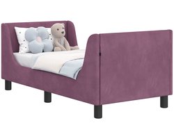 vidaXL - Peuterbedframe - met - hoofdboard - Paars - 70 - x - 140 - cm - Fluweel