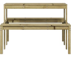 vidaXL - Picknicktafel - 110x134x75 - cm - geïmpregneerd - grenenhout