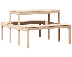 vidaXL - Picknicktafel - 110x134x75 - cm - massief - grenenhout