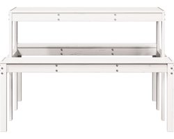 vidaXL - Picknicktafel - 110x134x75 - cm - massief - grenenhout - wit