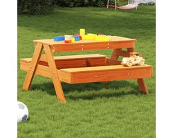 vidaXL Picknicktafel Kinderen - Grenenhout - Wasbruin