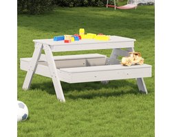 vidaXL Picknicktafel Kinderen - Wit - Massief Grenenhout