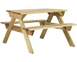 vidaXL - Picknicktafel - met - banken - 110x123x73 - cm - geïmpregneerd - grenenhout