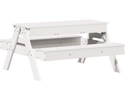 vidaXL - Picknicktafel - met - zandbak - voor - kinderen - massief - grenenhout - wit