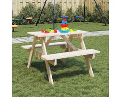 vidaXL - Picknicktafel - voor - 4 - kinderen - met - parasolgat - massief - vurenhout