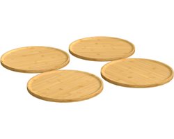 vidaXL Pizzaboard - BamboepizzaBord - Pizzaborden 4 st Ø32x1,5 cm bamboe - Servies - Keukenaccessoires - Bamboe