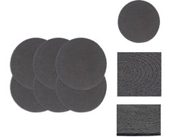 vidaXL Placemat - Placemats - Onderzetter - Onderzetters - Placemats 6 st rond 38 cm katoen effen donkergrijs