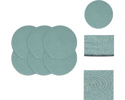 vidaXL Placemat - Placemats - Onderzetter - Onderzetters - Placemats 6 st rond 38 cm katoen effen groen