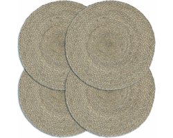 vidaXL - Placemats - 4 - st - rond - 38 - cm - jute - effen - grijs