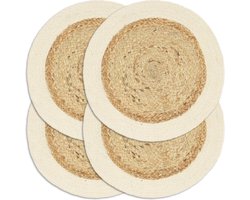vidaXL - Placemats - 4 - st - rond - 38 - cm - jute - en - katoen - natuurlijk