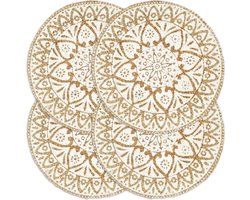 vidaXL - Placemats - 4 - st - rond - 38 - cm - jute - wit