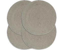vidaXL - Placemats - 4 - st - rond - 38 - cm - katoen - effen - grijs