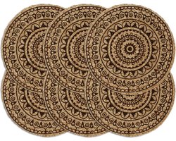 vidaXL - Placemats - 6 - st - rond - 38 - cm - jute - donkerbruin