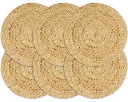 vidaXL - Placemats - 6 - st - rond - 38 - cm - jute - natuurlijk