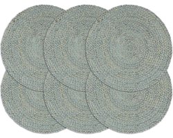 vidaXL - Placemats - 6 - st - rond - 38 - cm - jute - olijfgroen