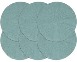 vidaXL - Placemats - 6 - st - rond - 38 - cm - katoen - effen - groen