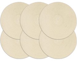 vidaXL - Placemats - 6 - st - rond - 38 - cm - katoen - natuurlijk
