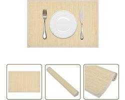 vidaXL Placemats - Bamboeplacemats - 6 Placemats bamboe 30 x 45 cm natuurlijk - Tafellaken - Serviesbeschermers - Keukenaccessoires
