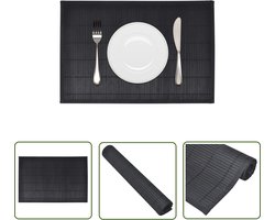 vidaXL Placemats Zwart - Bamboeplacemats - 6 Placemats bamboe 30 x 45 cm zwart - Placemats Keuken - Tafellinnen - Serviesdecoratie