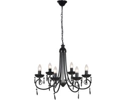 vidaXL - Plafondlamp - kroonluchter - 6 - lampjes - zwart