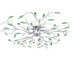 vidaXL Plafondlamp met acryl kristallen bladarmen voor 5xE14 groen