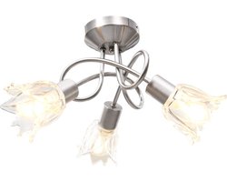 vidaXL Plafondlamp met glazen tulpvormige kappen 3xE14 transparant
