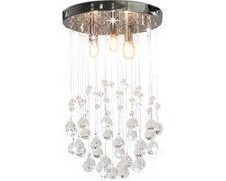 vidaXL Plafondlamp met kristallen kralen rond 3xG9 zilverkleurig