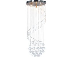 vidaXL Plafondlamp met kristallen kralen spiraal G9 zilverkleurig