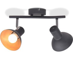 vidaXL Plafondlamp voor 2 peertjes E27 zwart en goudkleurig