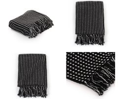 vidaXL Plaid vierkanten 160x210 cm katoen zwart - Plaid - Plaids - Kleedje - Kleedjes