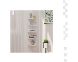 vidaXL Plank - Planken - Schap - Schappen - Hoekwandschap 19x19x123 cm bewerkt hout hoogglans wit