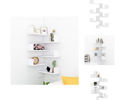 vidaXL Plank - Planken - Schap - Schappen - Hoekwandschappen 2 st 40x40x50 cm bewerkt hout wit