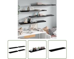 vidaXL Plankjes - Wandplank - Wandschappen zwevend 4 st 120x23,5x3,8 cm MDF hoogglans zwart - Zwarte Wanddecoratie - Mdf Wandplank - Hangende Planken
