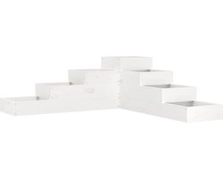 vidaXL - Plantenbak - 4-laags - 106x104,5x36 - cm - massief - grenenhout - wit