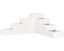 vidaXL - Plantenbak - 4-laags - 80,5x79x36 - cm - massief - grenenhout - wit