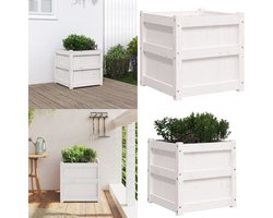 vidaXL - Plantenbak - 50x50x50 - cm - massief - grenenhout - wit