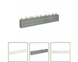 vidaXL Plantenbak - Gabion Plantenbak - Gabion plantenbak verhoogd 360x30x60 cm gegalvaniseerd staal - Siertuin - Tuingereedschap - Buitenaanleg