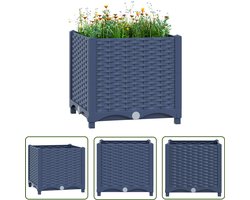 vidaXL Plantenbak Grijs - Verhoogde Plantenbak - Plantenbak verhoogd 40x40x38 cm polypropyleen - Plantenbak Polypropyleen - Buitenschilderij - Balkondecoratie