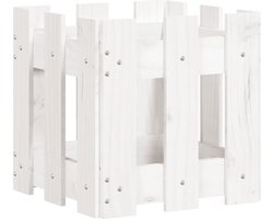 vidaXL - Plantenbak - met - hekontwerp - 30x30x30 - cm - massief - grenenhout - wit