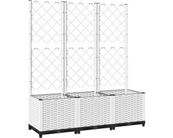 vidaXL - Plantenbak - met - latwerk - 120x40x136 - cm - polypropeen - wit