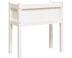 vidaXL - Plantenbak - met - poten - 70x31x70 - cm - massief - grenenhout - wit