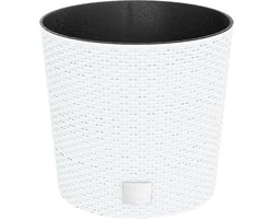 vidaXL - Plantenbak - met - uitneembare - bak - rattan-look - 15/15,3 - L - PP - wit